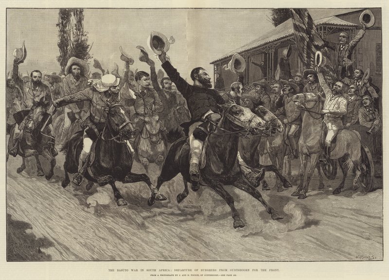 La guerra de los Basuto en Sudáfrica, salida de los burgueses de Outshoorn hacia el frente de Richard Caton Woodville junior