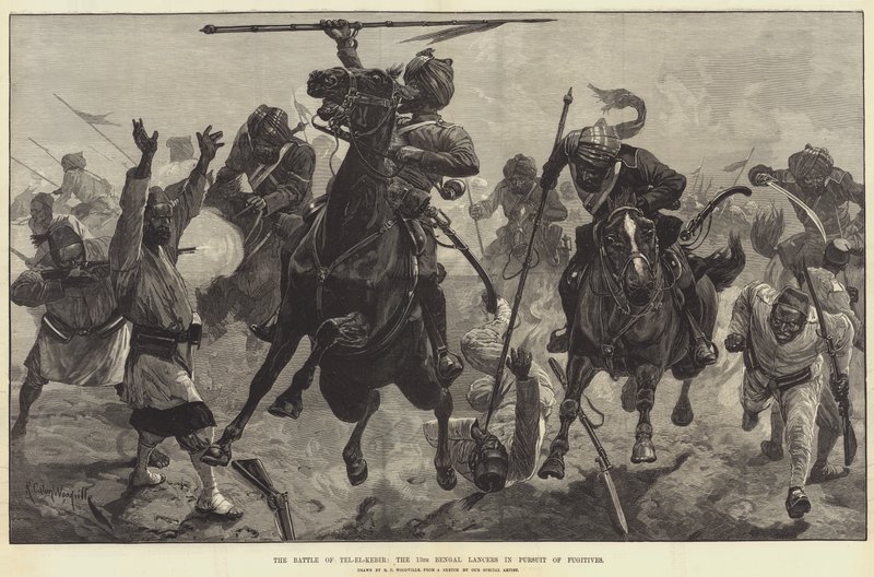 La Batalla de Tel-el-Kebir, los 13 Lanceros de Bengala en Persecución de Fugitivos de Richard Caton Woodville junior