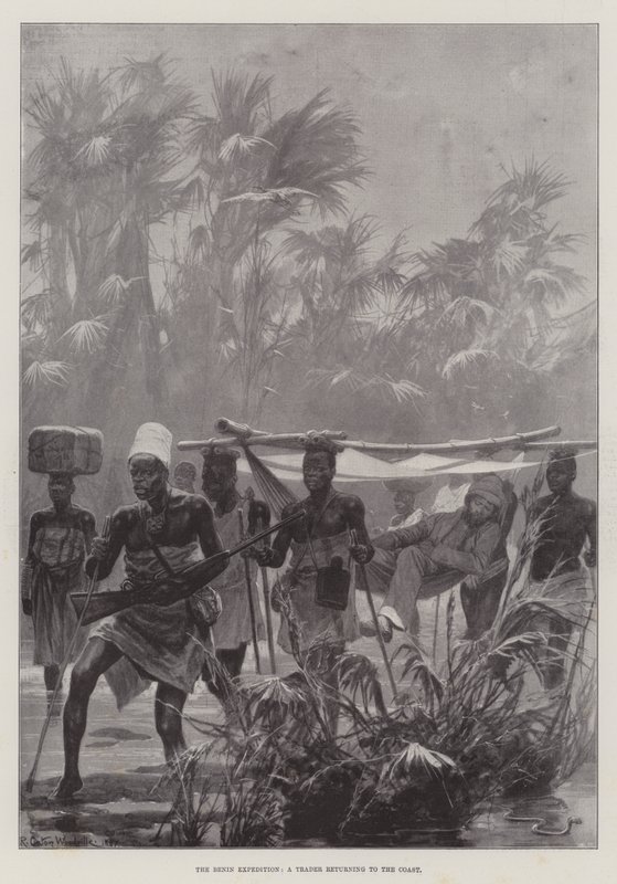 La expedición de Benín, un comerciante regresando a la costa de Richard Caton Woodville junior