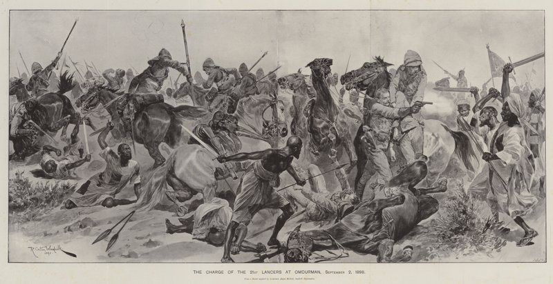 La carga de los lanceros del 21 en Omdurman, 2 de septiembre de 1898 de Richard Caton Woodville junior