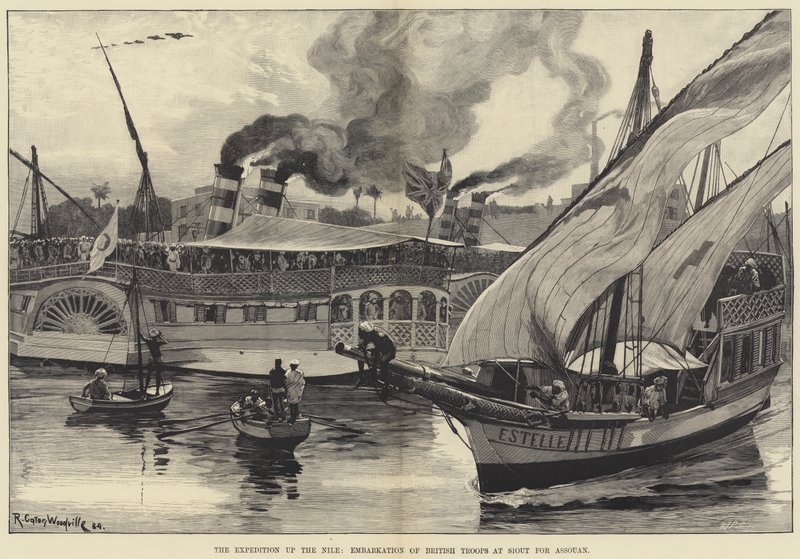 La Expedición por el Nilo, Embarque de Tropas Británicas en Siout hacia Assouan de Richard Caton Woodville junior