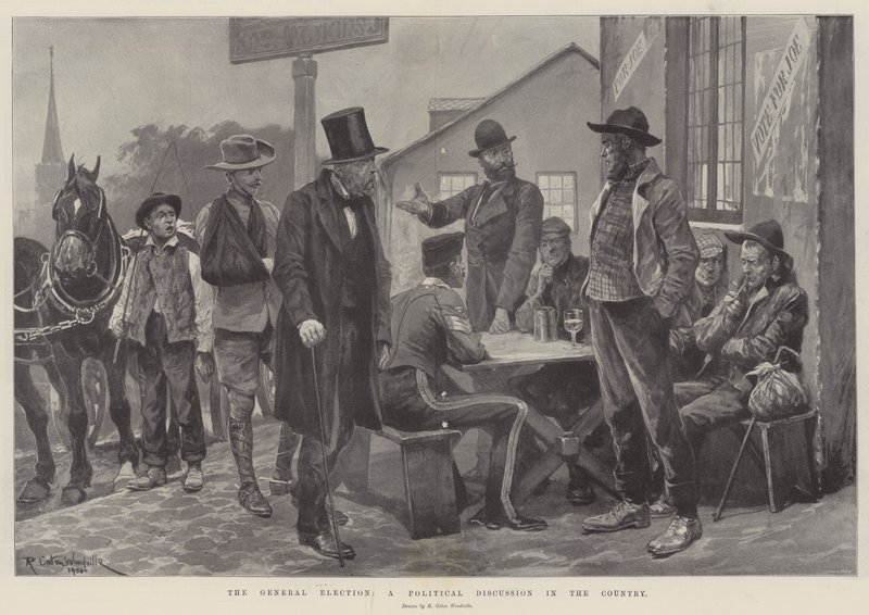 La elección general, una discusión política en el campo de Richard Caton Woodville junior