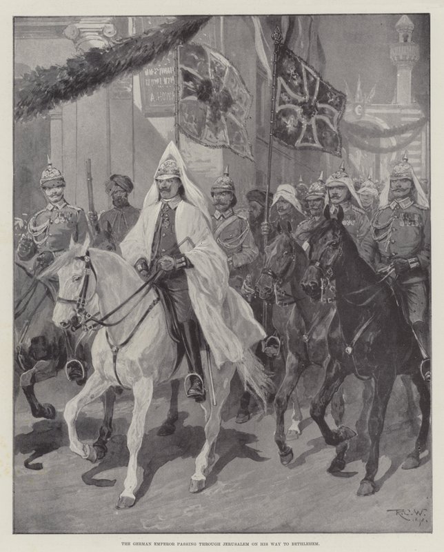 El emperador alemán pasando por Jerusalén en su camino a Belén de Richard Caton Woodville junior