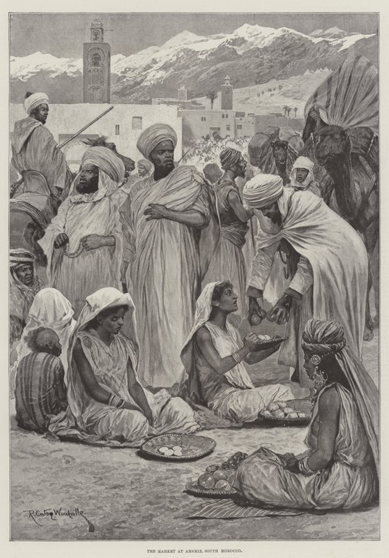El mercado en Amsmiz, sur de Marruecos de Richard Caton Woodville junior
