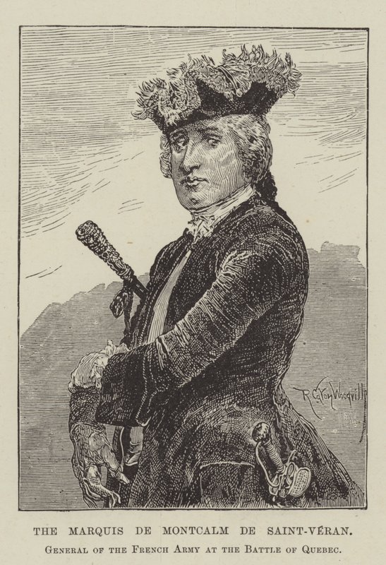 El Marqués de Montcalm de Saint-Veran, General del Ejército Francés en la Batalla de Quebec de Richard Caton Woodville junior