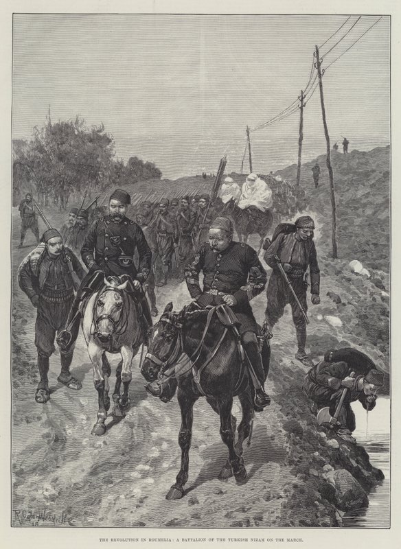 La Revolución en Rumelia, un Batallón del Nizam turco en marcha de Richard Caton Woodville junior