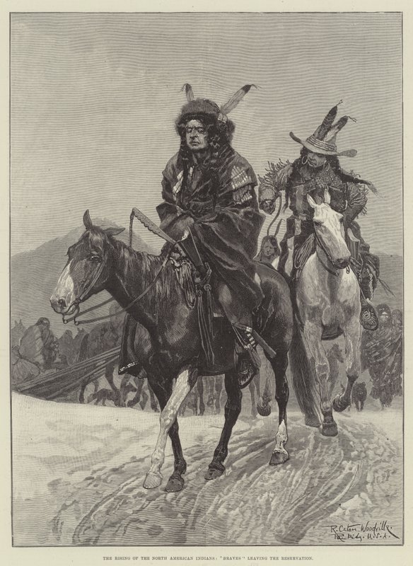 El levantamiento de los indios norteamericanos, valientes dejando la reserva de Richard Caton Woodville junior