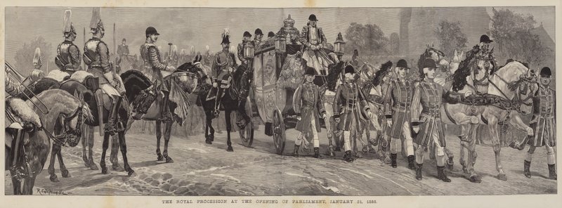 La procesión real en la apertura del Parlamento, 21 de enero de 1886 de Richard Caton Woodville junior