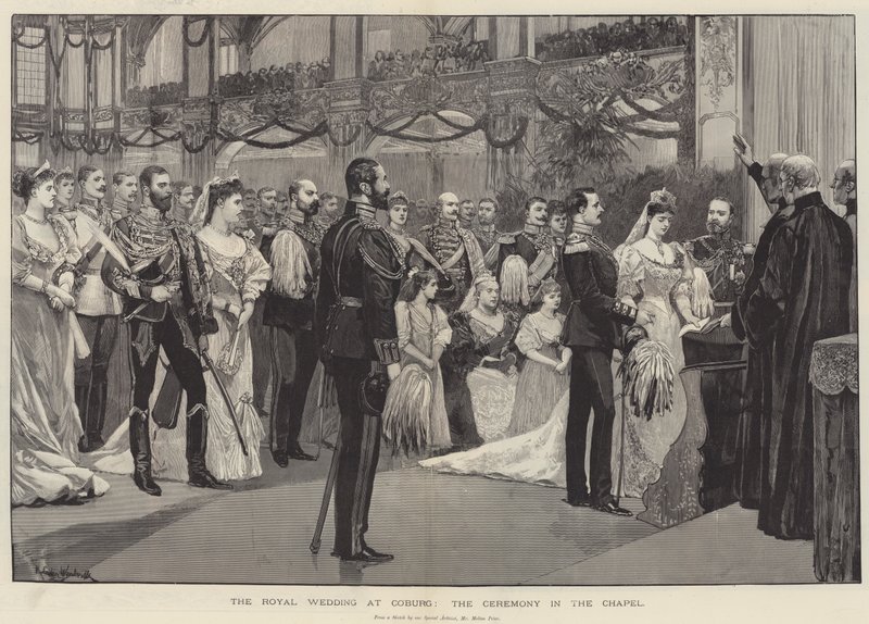 La boda real en Coburg, la ceremonia en la capilla de Richard Caton Woodville junior