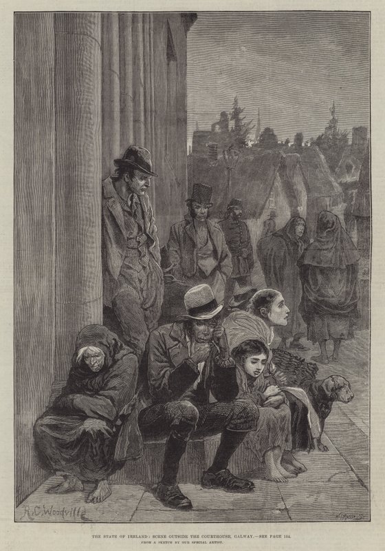 El estado de Irlanda, escena fuera del juzgado, Galway de Richard Caton Woodville junior