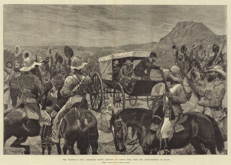 La guerra del Transvaal, el presidente Brand llegando a Laing
