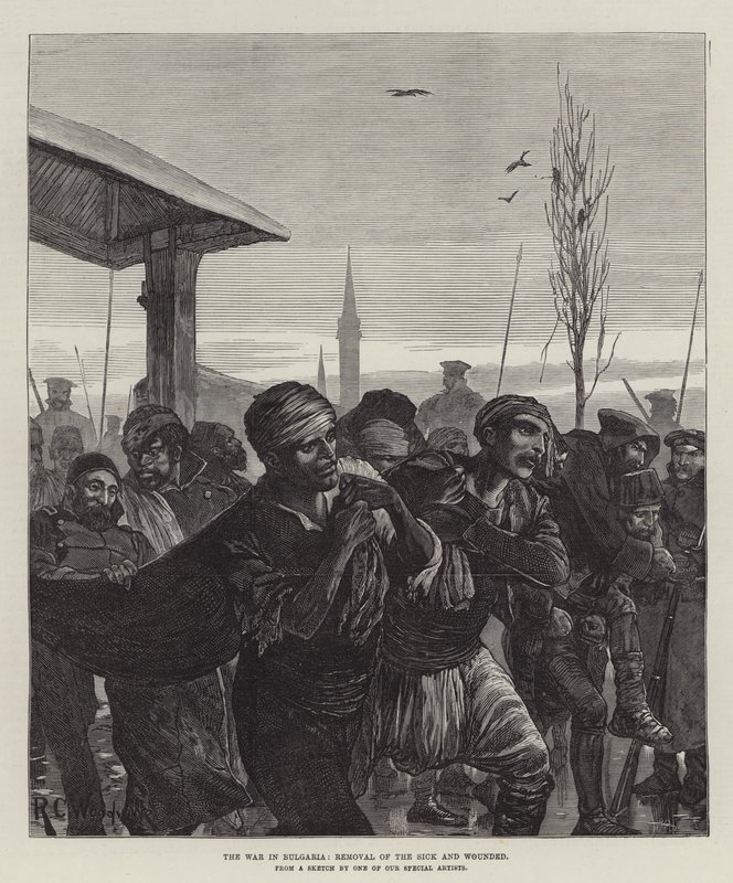 La guerra en Bulgaria, traslado de los enfermos y heridos de Richard Caton Woodville junior