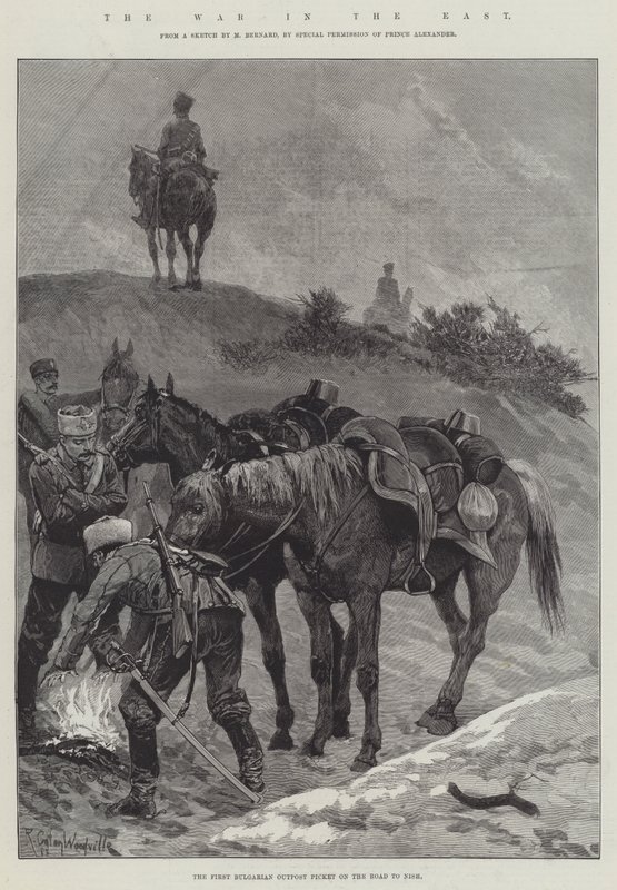 La guerra en el este, el primer puesto avanzado búlgaro en el camino a Nish de Richard Caton Woodville junior