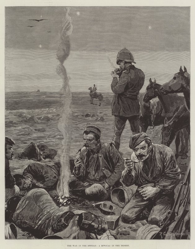 La guerra en Sudán, un vivac en el desierto de Richard Caton Woodville junior