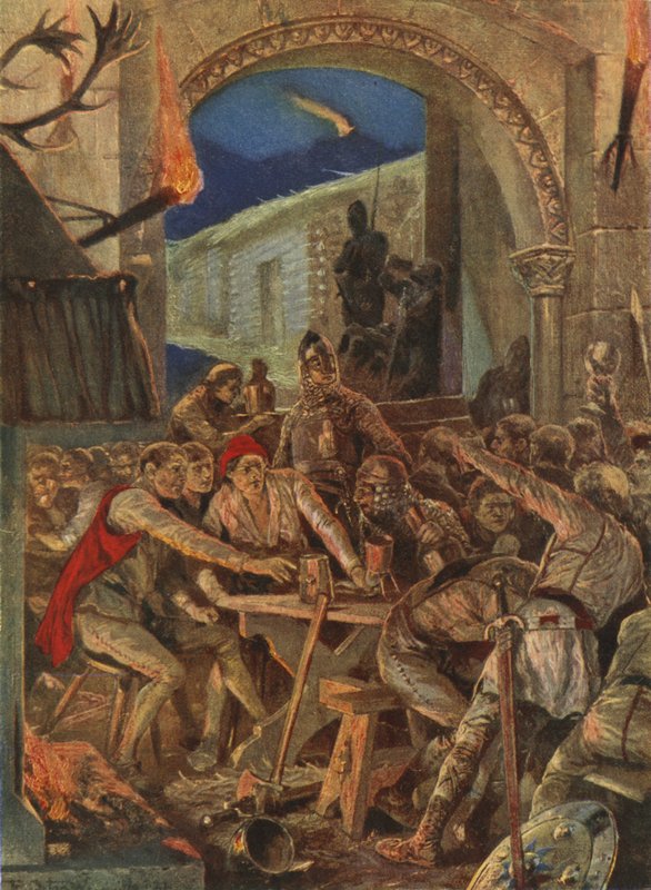 El festín de los hombres de Robert de Comines en Durham de Richard Caton Woodville junior