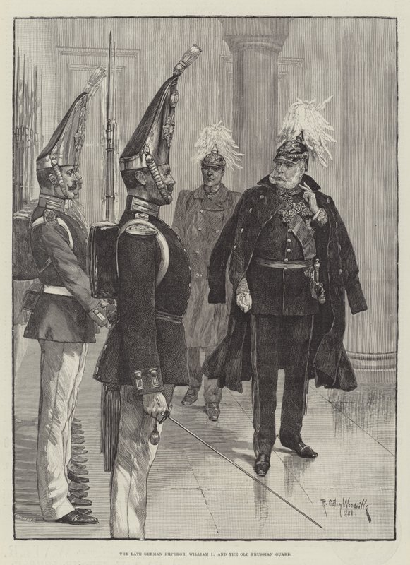 El difunto emperador alemán, Guillermo I, y la vieja guardia prusiana de Richard Caton Woodville junior