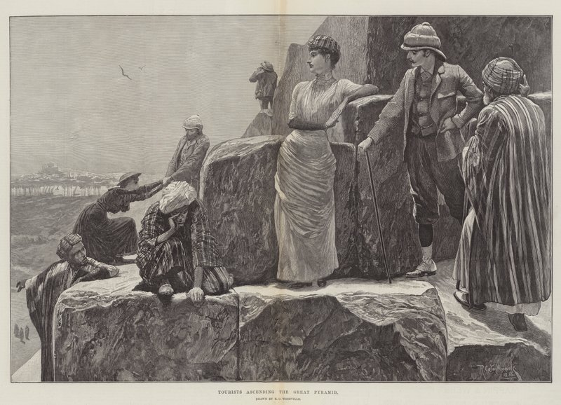 Turistas ascendiendo la Gran Pirámide de Richard Caton Woodville junior