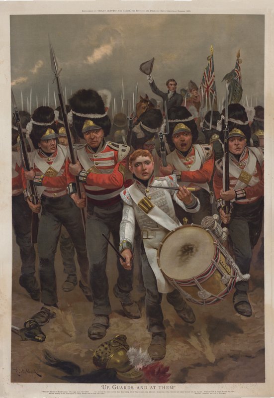 ¡Arriba, guardias, y a ellos! Wellington en la Batalla de Waterloo de Richard Caton II Woodville