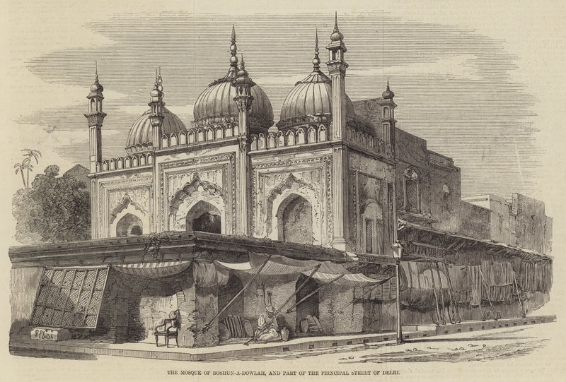 La Mezquita de Roshun-a-Dowlah, y Parte de la Calle Principal de Delhi de Richard Principal Leitch