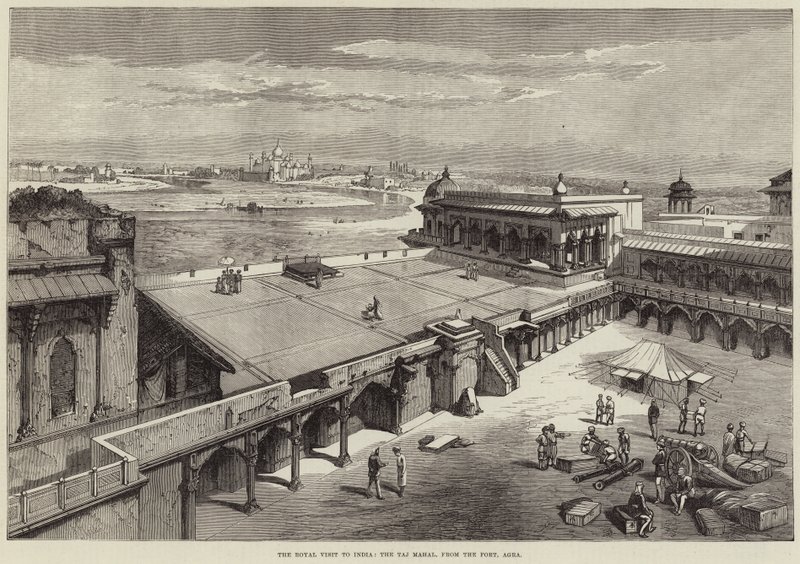 La visita real a la India, el Taj Mahal, desde el Fuerte, Agra de Richard Principal Leitch