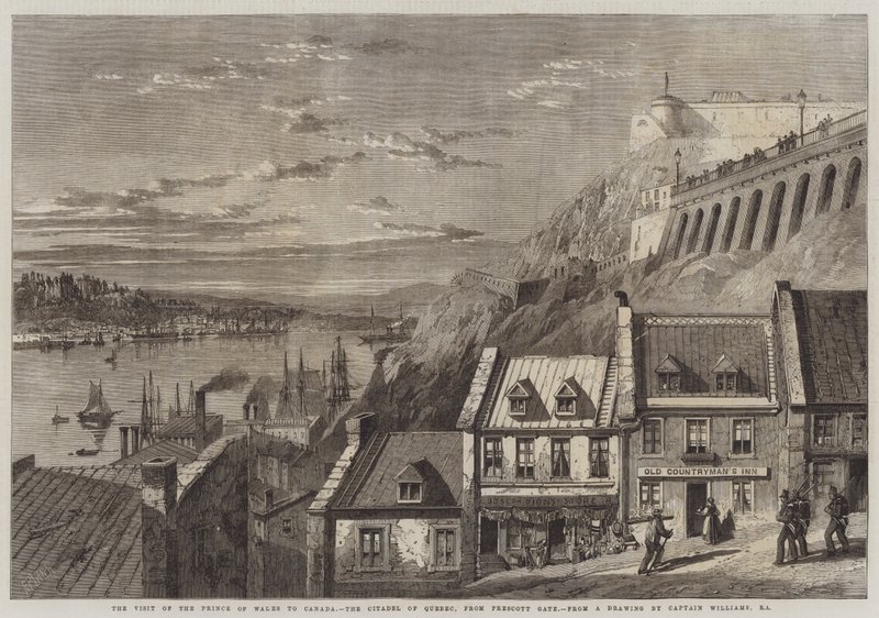 La Visita del Príncipe de Gales a Canadá, la Ciudadela de Quebec, desde la Puerta de Prescott de Richard Principal Leitch