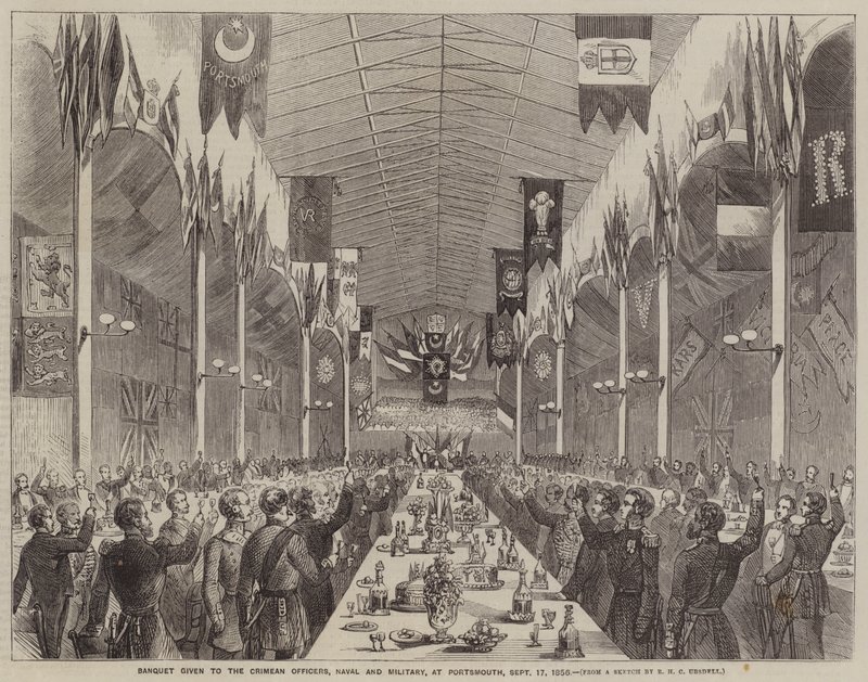 Banquete dado a los oficiales de Crimea, navales y militares, en Portsmouth, 17 de septiembre de 1856 de Richard Ubsdell