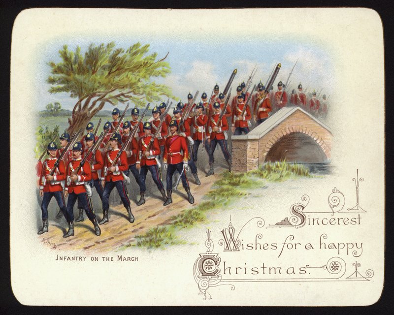 Infantería en marcha, tarjeta de felicitación navideña de Richard (after) Simkin