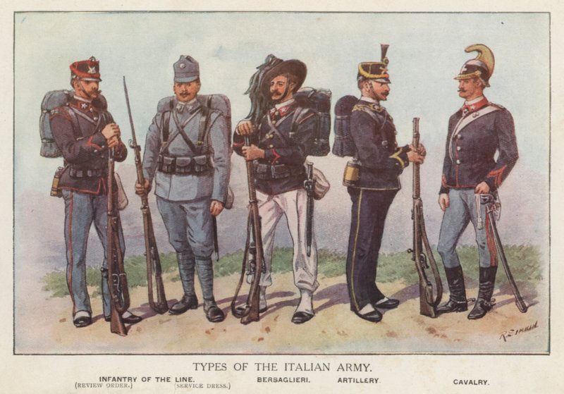 Soldados del ejército italiano de Richard (after) Simkin