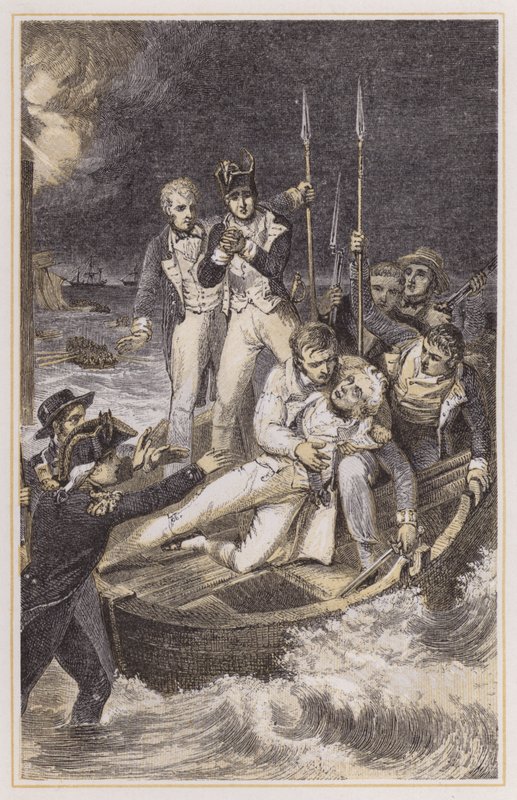 Nelson herido en el brazo de Richard (after) Westall