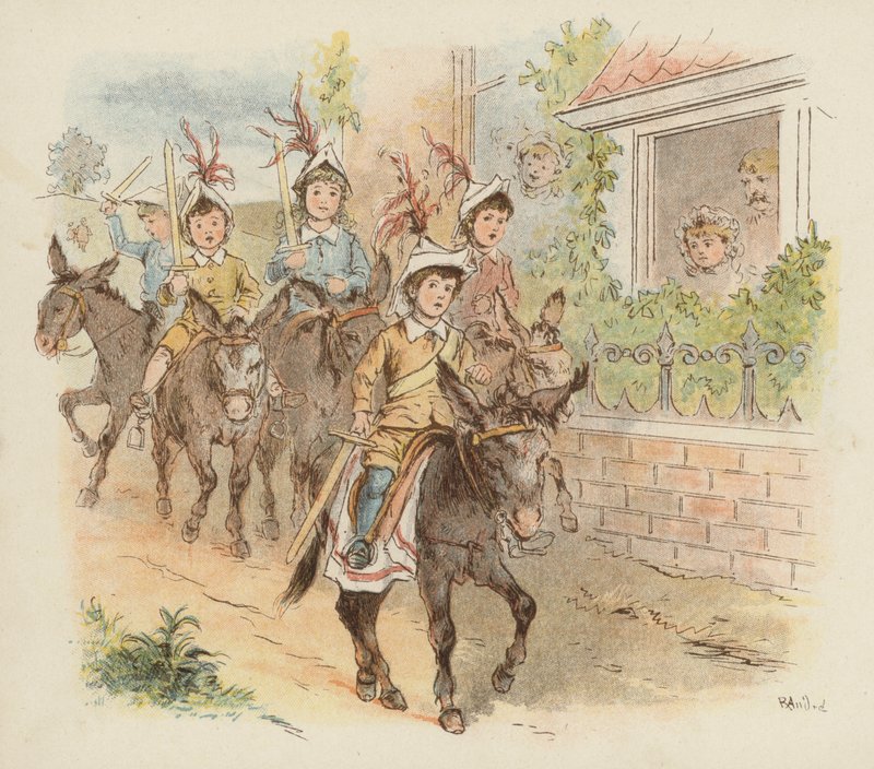 Niños en burros yendo a jugar a la guerra de Richard Andre