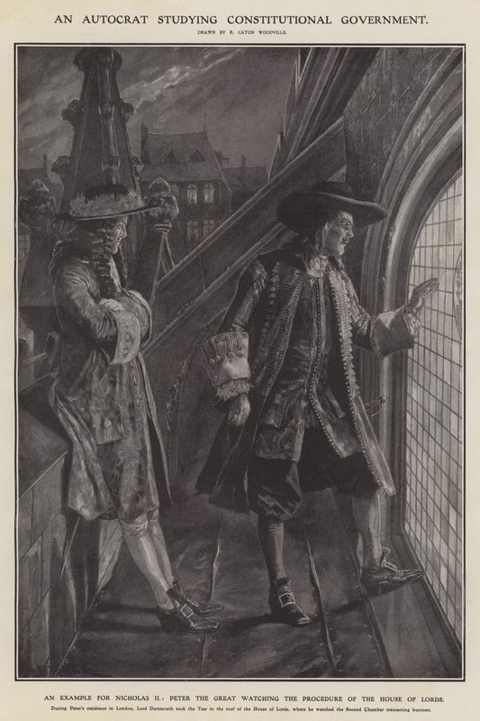 Un autócrata estudiando el gobierno constitucional (litografía) de Richard Caton II (after) Woodville