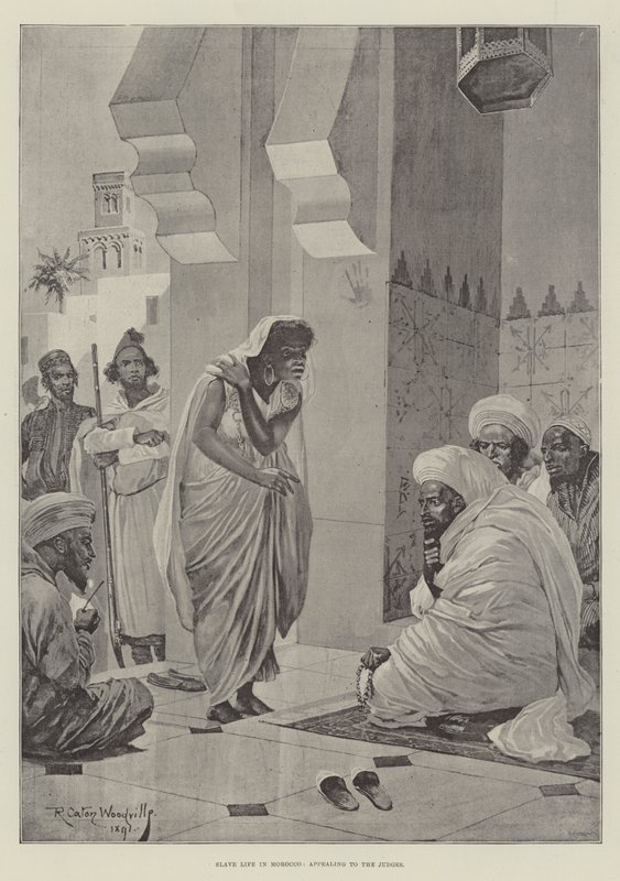 Vida de esclavos en Marruecos, apelando a los jueces (grabado) de Richard Caton II (after) Woodville