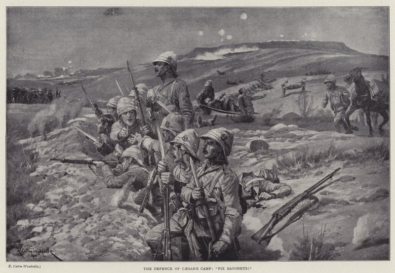 La defensa del campamento de César, "¡fijen bayonetas!" (litografía) de Richard Caton II (after) Woodville