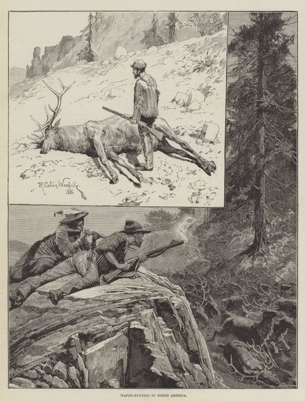 Caza de wapití en América del Norte (grabado) de Richard Caton II (after) Woodville