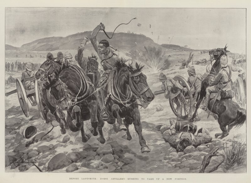 Antes de Ladysmith, artillería a caballo apresurándose a tomar una nueva posición de Richard Caton Woodville junior