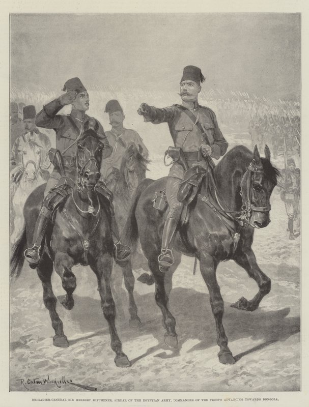 El general de brigada Sir Herbert Kitchener, Sirdar del ejército egipcio, comandante de las tropas avanzando hacia Dongola de Richard Caton Woodville junior