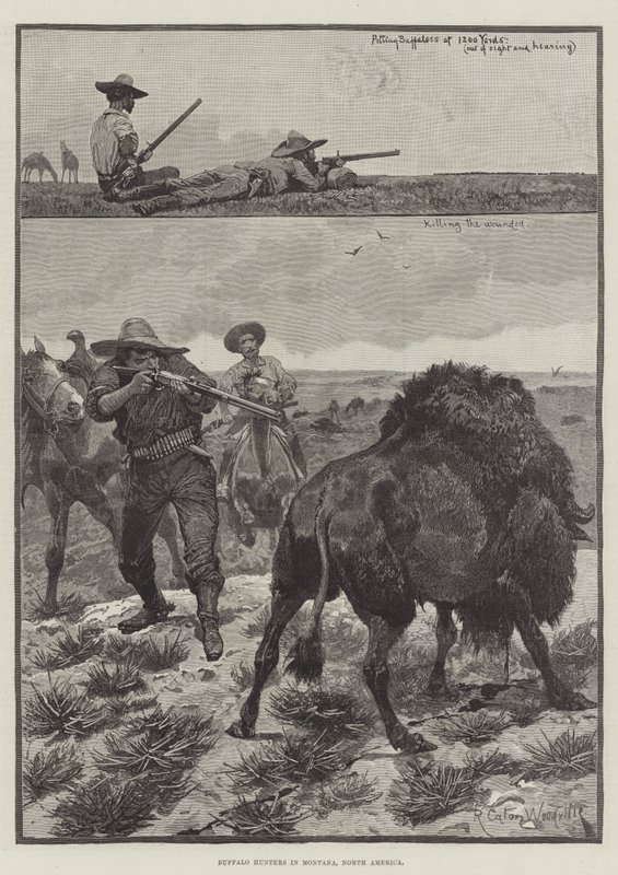 Cazadores de búfalos en Montana, América del Norte de Richard Caton Woodville junior