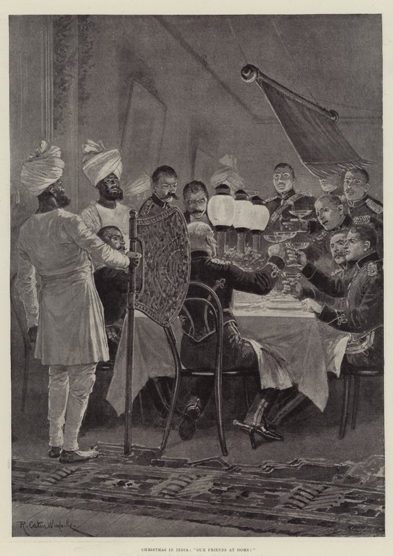 Navidad en India, ¡Nuestros amigos en casa! de Richard Caton Woodville junior