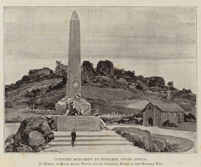Monumento previsto en Zimbabye, Sudáfrica, en memoria del Mayor Allan Wilson y sus compañeros, muertos en la Guerra de Matabili de Richard Caton Woodville junior