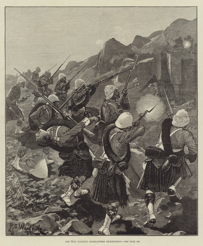 Los Highlanders del 92º (Gordon) en escaramuza de Richard Caton Woodville junior