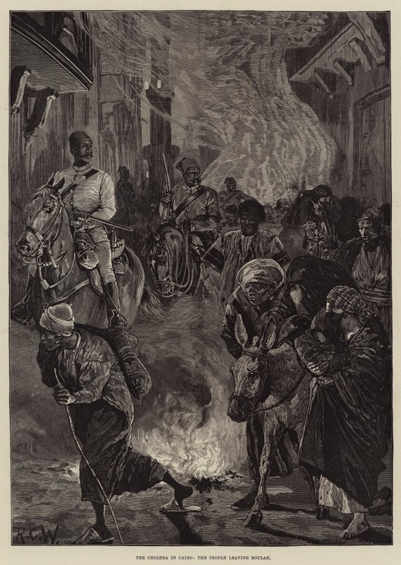 El cólera en El Cairo, la gente dejando Boulak de Richard Caton Woodville junior
