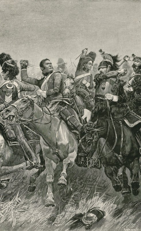 La valiente carga de los Scots Greys en la Batalla de Waterloo de Richard Caton Woodville junior
