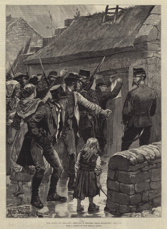 El estado de Irlanda, sirviendo un proceso cerca de Headford, Galway de Richard Caton Woodville junior