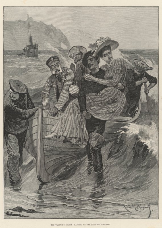La temporada de yates, desembarcando en la costa de Normandía de Richard Caton Woodville junior