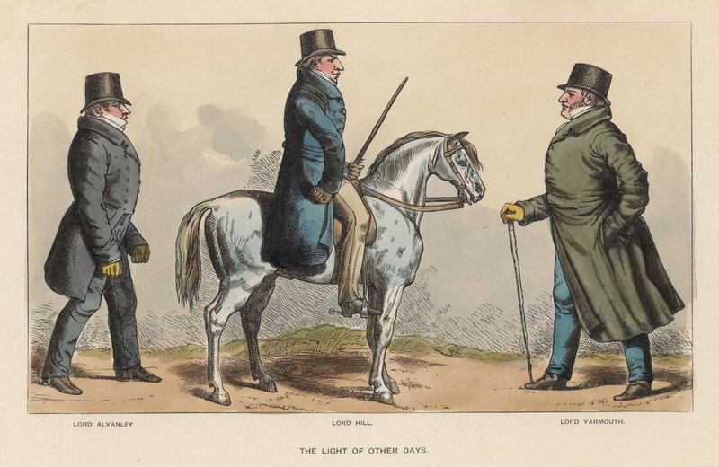 La Luz de Otros Días, con Lord Alvanley, Lord Hill y Lord Yarmouth de Richard Dighton