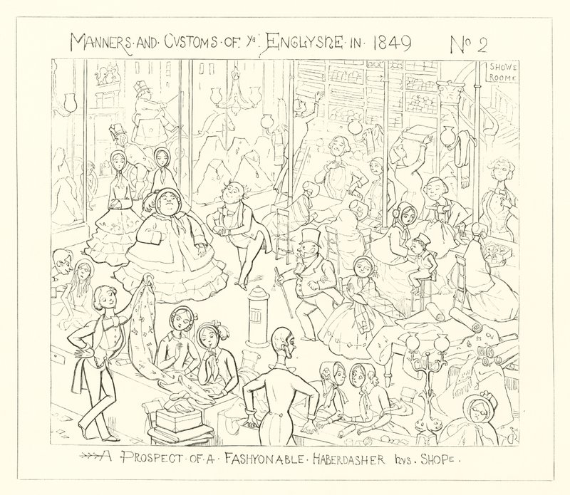 1849, Una perspectiva de una tienda de mercería de moda de Richard Doyle