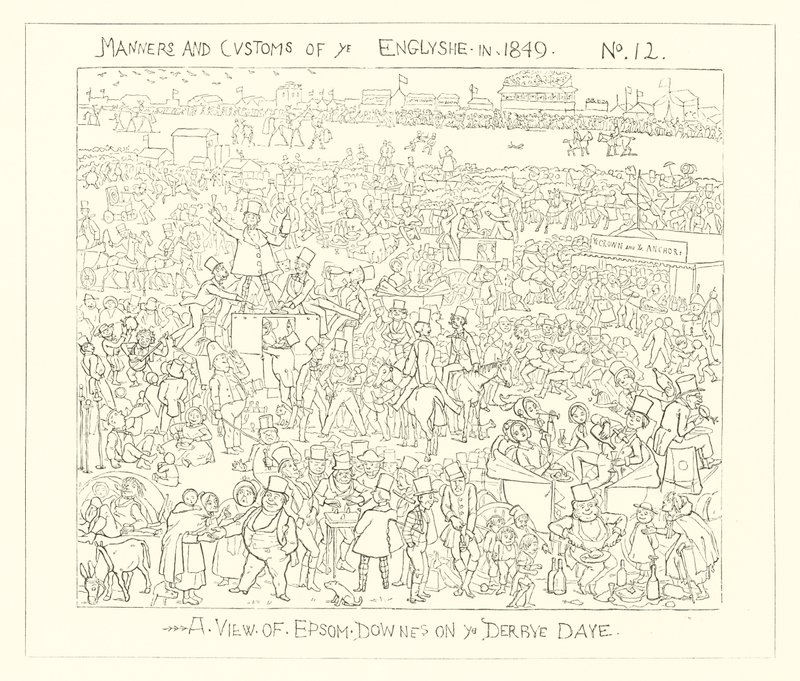 1849, Una vista de Epsom Downs en el día del Derby de Richard Doyle
