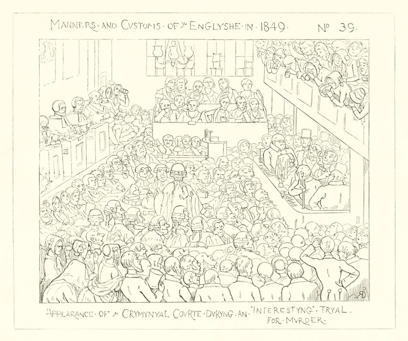 1849, Apariencia del Tribunal Penal durante un juicio interesante por asesinato de Richard Doyle
