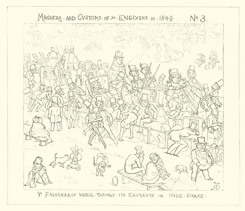 1849, El mundo de la moda haciendo ejercicio en Hyde Park de Richard Doyle