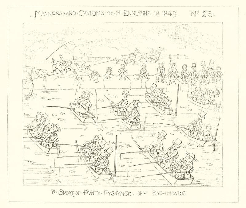 1849, El deporte de la pesca en puntal en Richmond de Richard Doyle